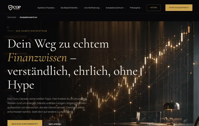 Kompetenzzentrum von COP Investment mit Rechnern und Fachbeitraegen